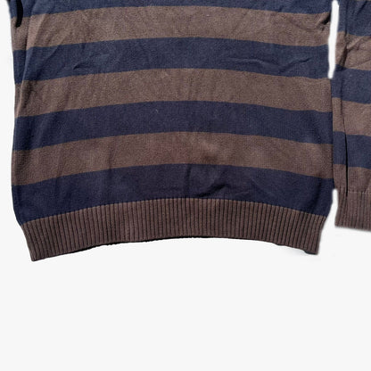 Nautica Jersey 1/4 Zip Brown Navy - L