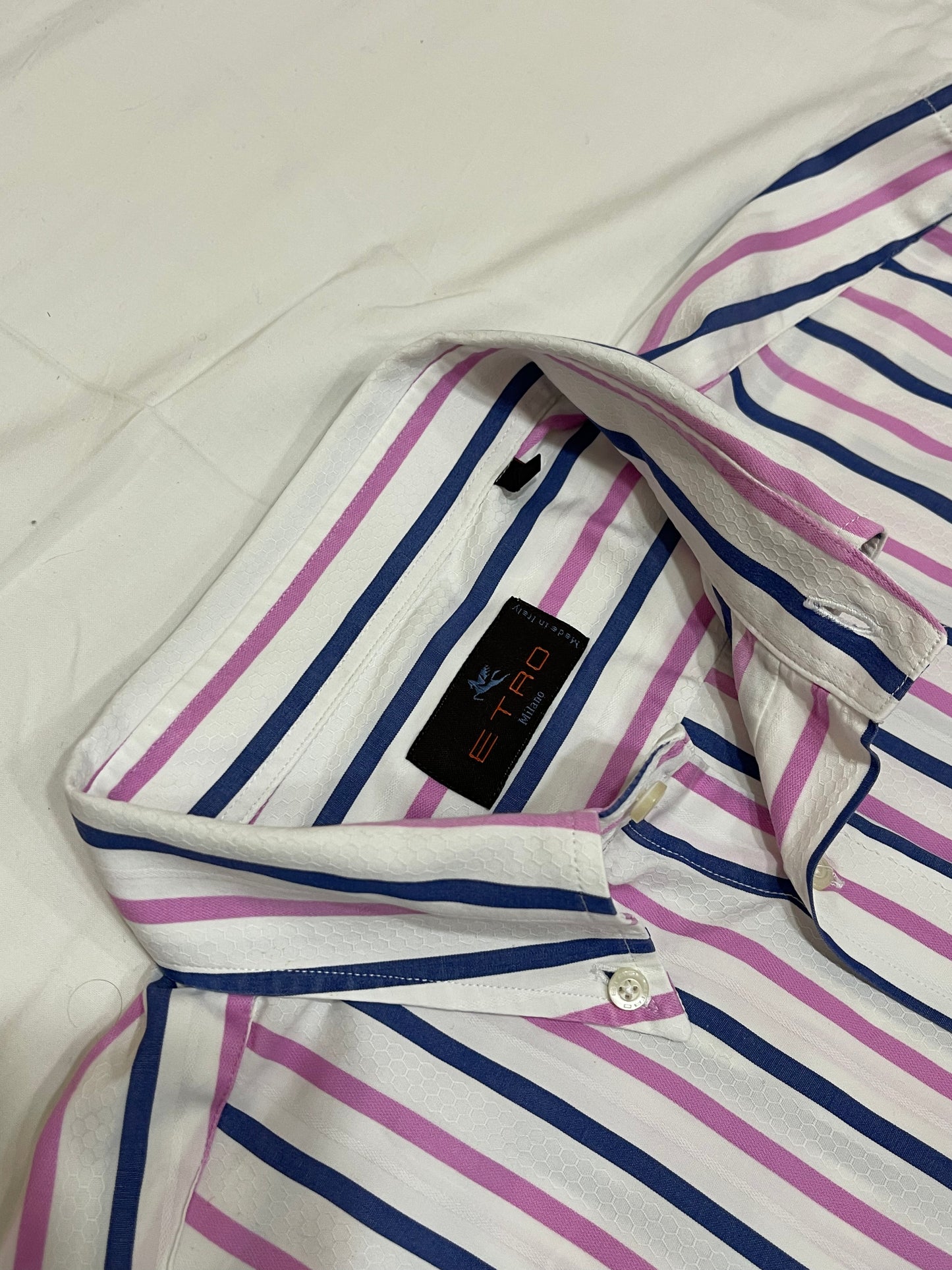 Etro White Navy Pink Shirt - L