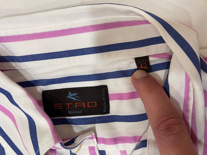 Etro White Navy Pink Shirt - L