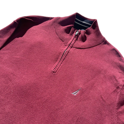 Nautica Jersey 1/4 Zip Burgundy - L