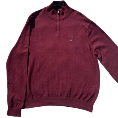 Nautica Jersey 1/4 Zip Burgundy - L