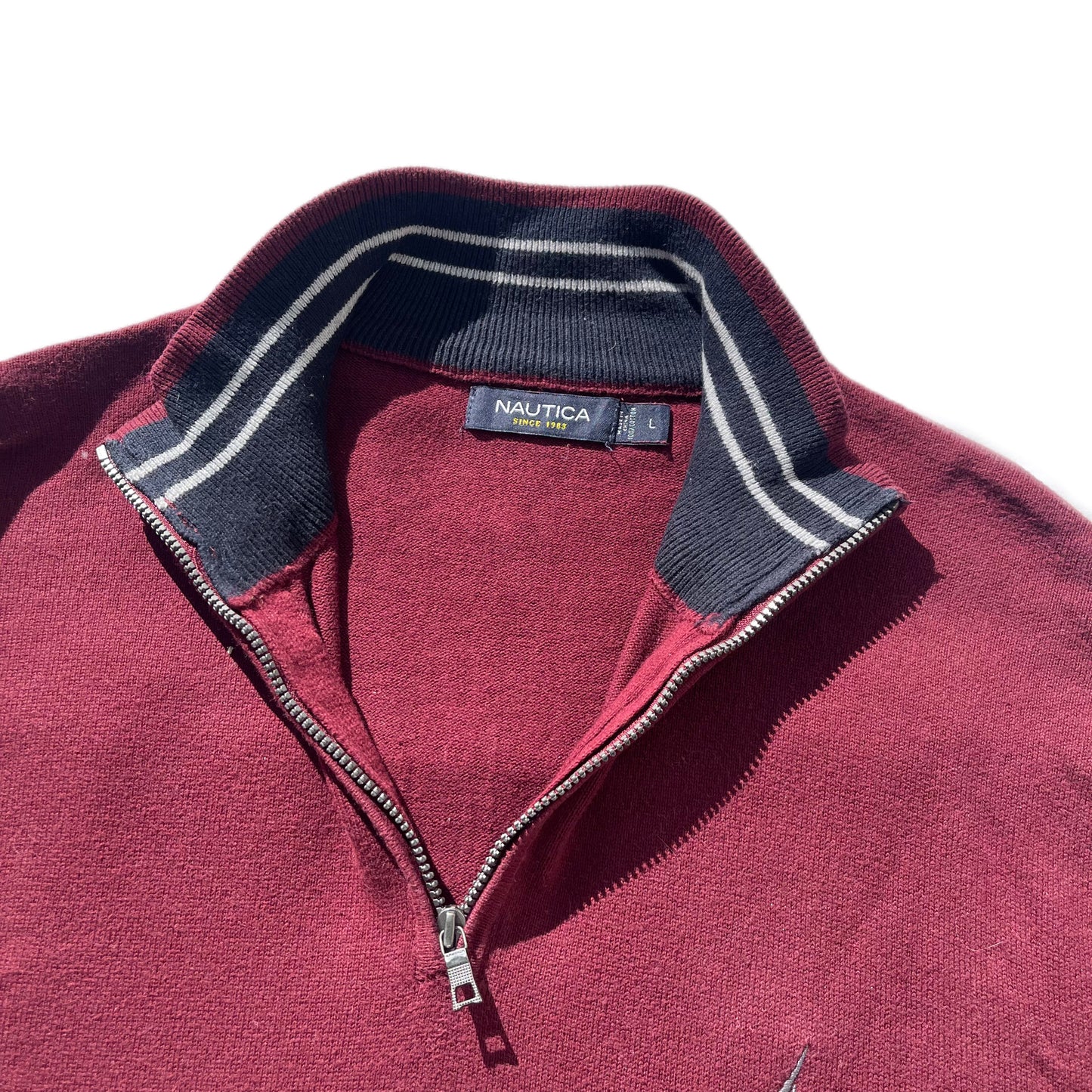 Nautica Jersey 1/4 Zip Burgundy - L