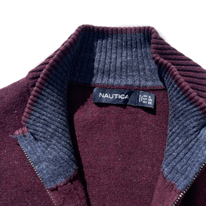 Nautica Jersey 1/4 Zip Burgundy - L