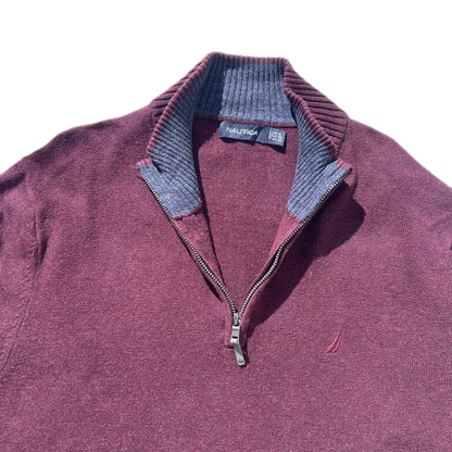 Nautica Jersey 1/4 Zip Burgundy - L