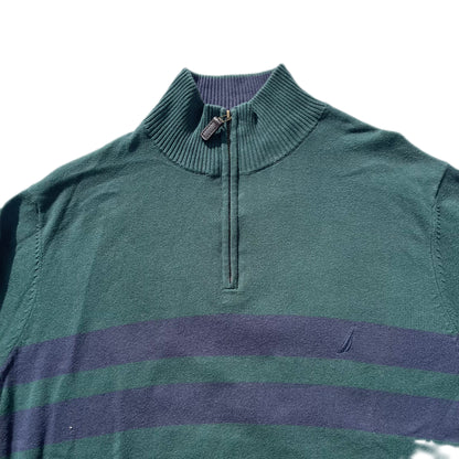 Nautica Jersey 1/4 Zip Pine Green Navy - L